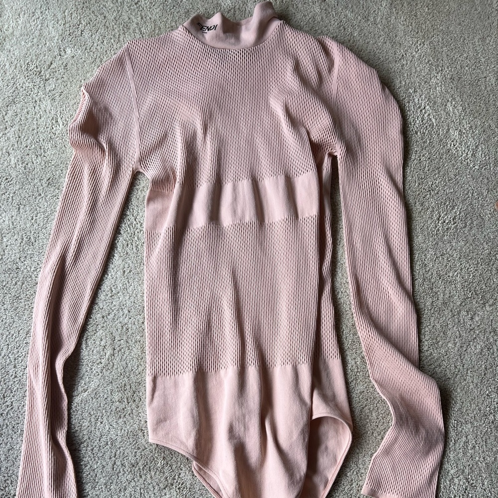 FENDI Light Pink Micro Mesh Bodysuit XL - Picture 2 of 10
